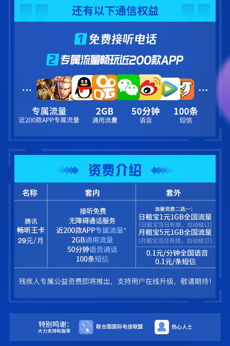联通29元畅听王卡套餐资费