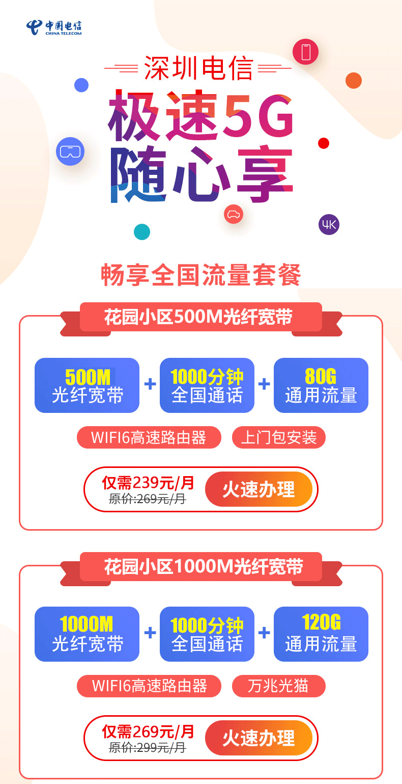 深圳中粮创芯研发中心宽带办理安装，电信联通宽带套餐价格表插图
