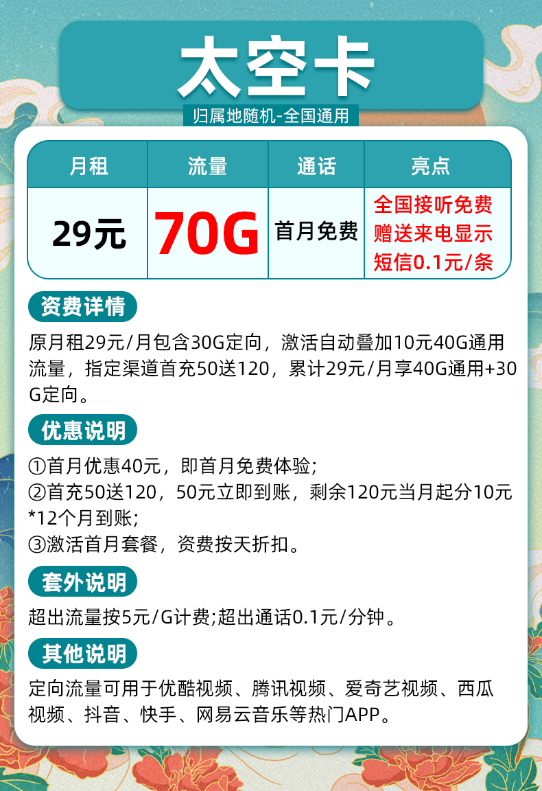 电信纯流量上网卡不限速5g手机卡电话卡全国通用校园星卡大王卡