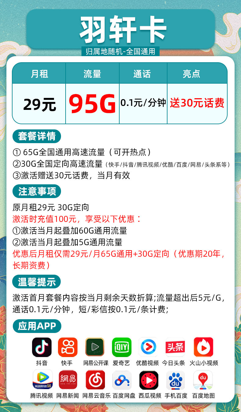 电信纯流量上网卡不限速5g手机卡电话卡全国通用校园星卡大王卡