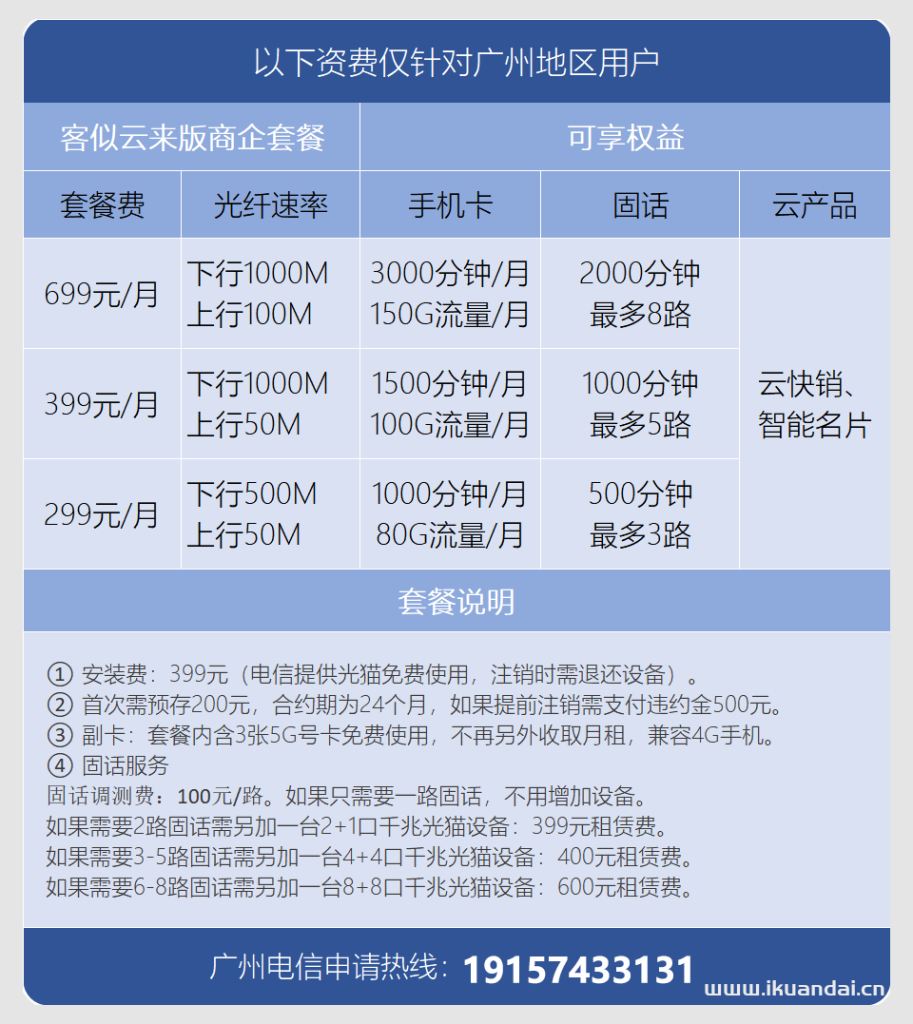 广州电信企业专线宽带套餐价格（公司工厂直播专用宽带）
