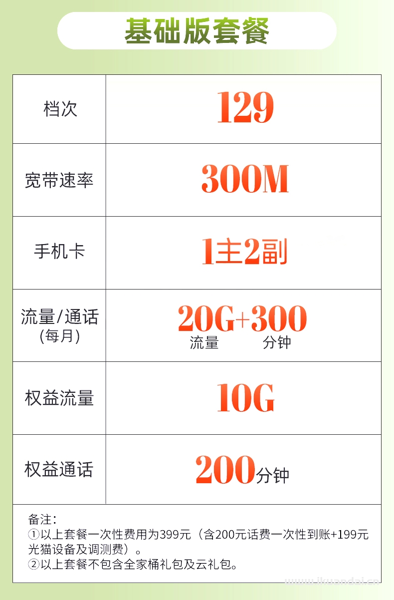 广州电信宽带套餐300M包月