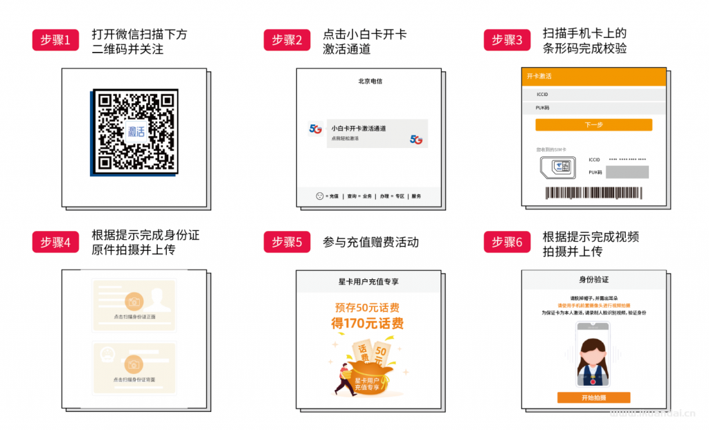 电信浩渺卡19元包70G通用+30G定向+无语音功能（激活说明书）