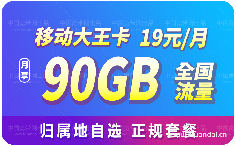 移动王卡19元90GB流量套餐介绍（移动花卡办理入口）插图