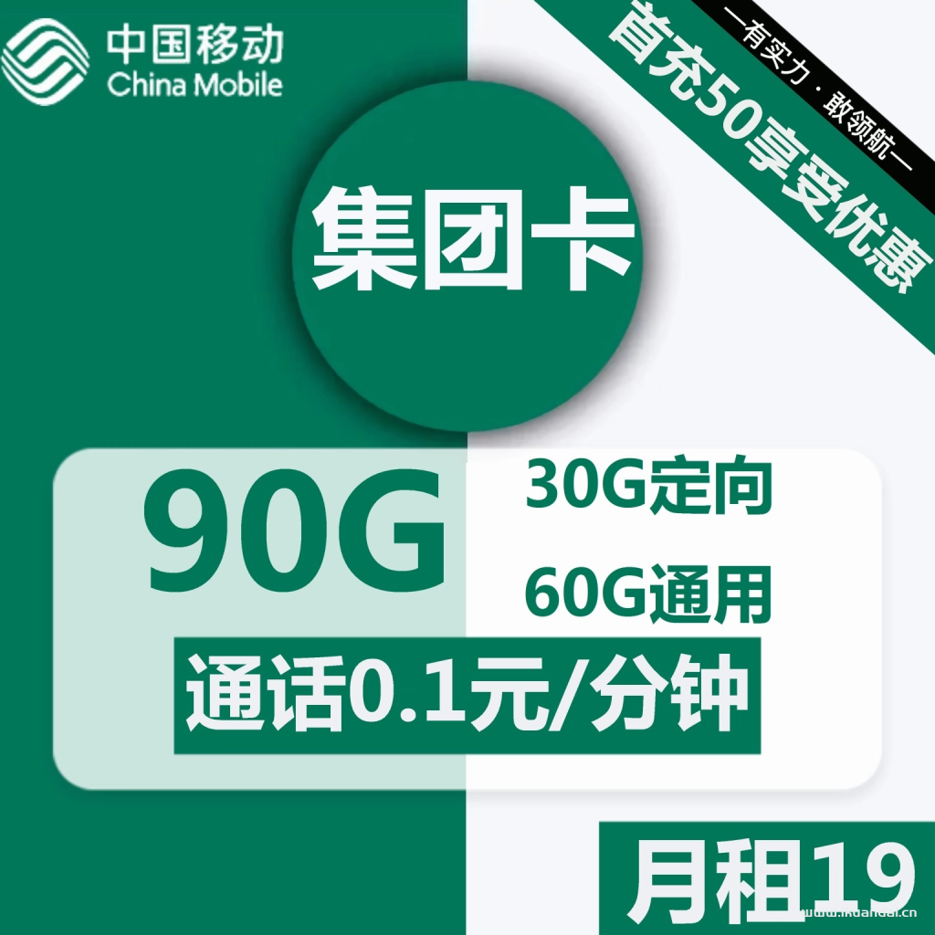 <strong>1512 | 移动集团卡19元包60G通用+30G定向+通话0.1元/分钟</strong>插图