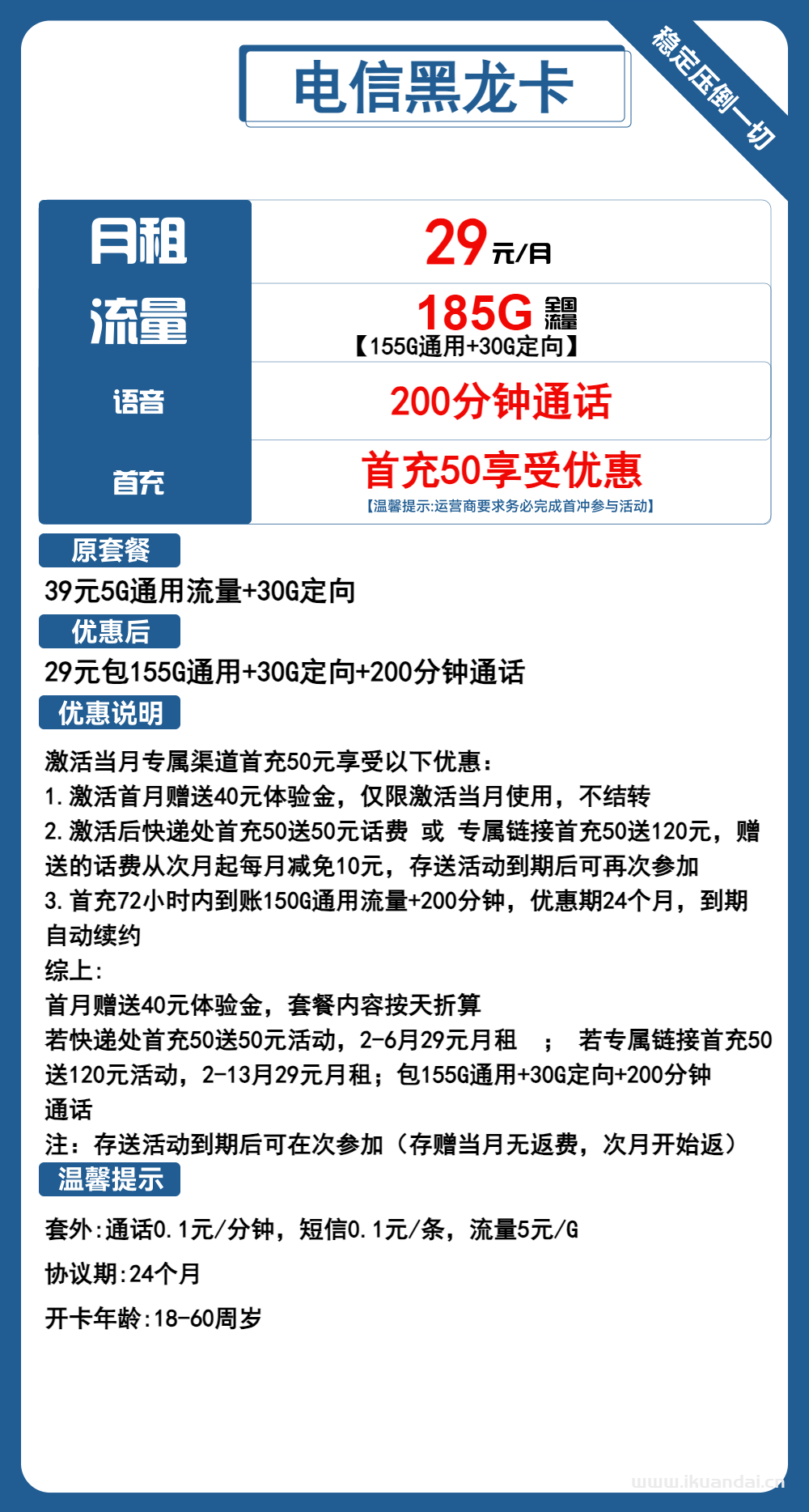 2024电信流量卡29元155G通用+30G定向+200分钟通话（黑龙手机卡申请办理入口）